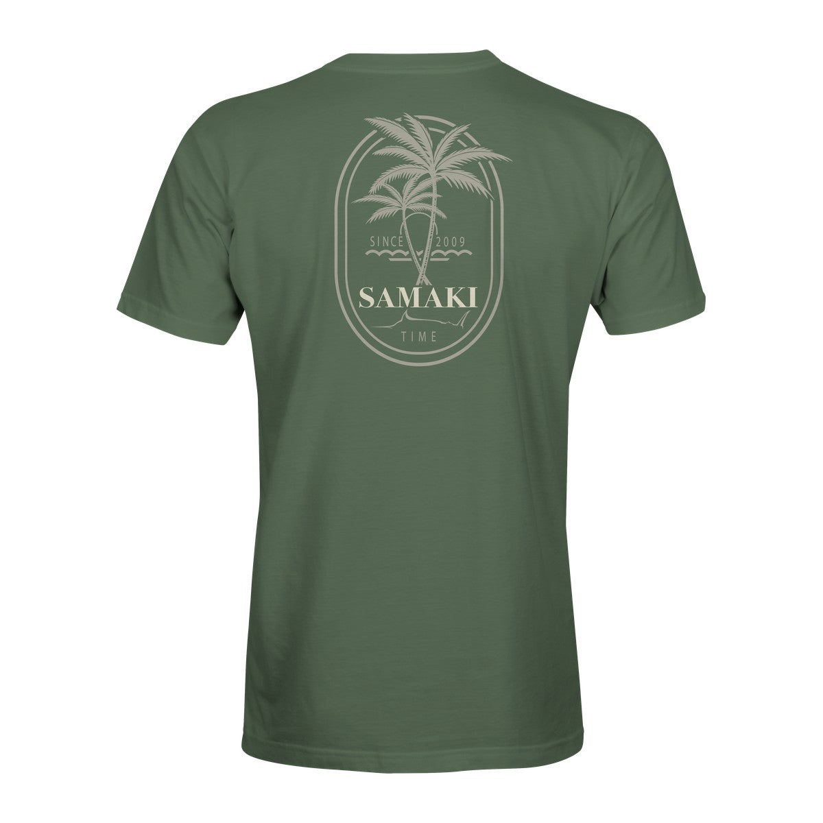 Island Time T-Shirt in olive, back print