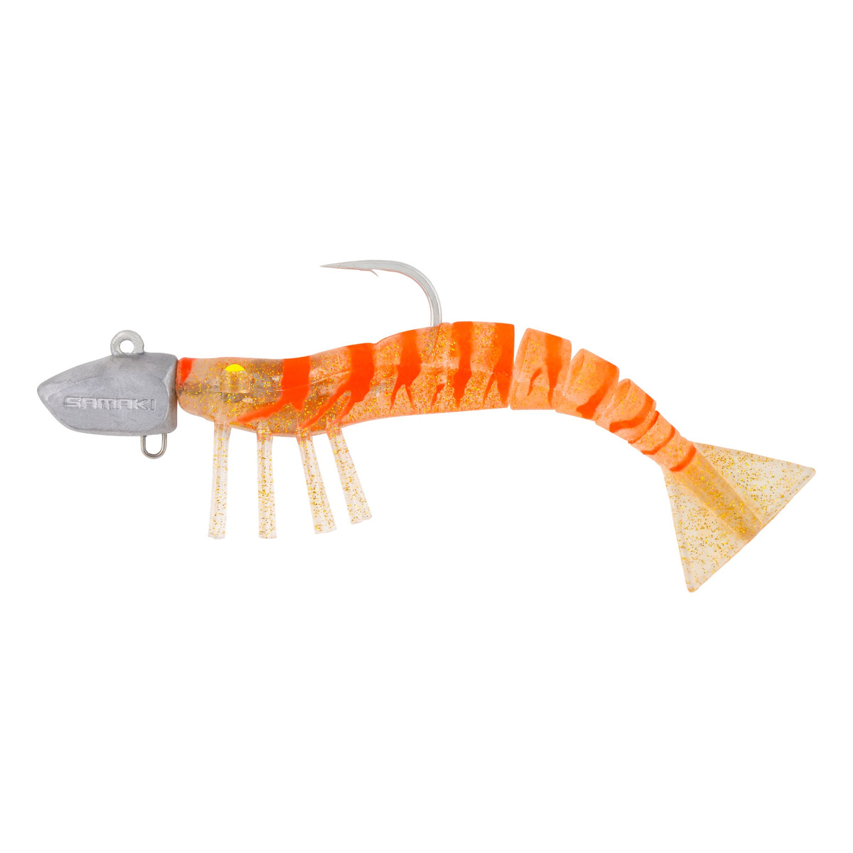 Samaki Live Shrimp 127mm 1.5oz Jighead 3 Pack, Golden Carrot